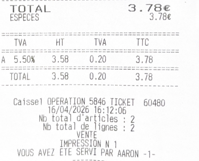 Exemple de ticket - partie TVA requise
